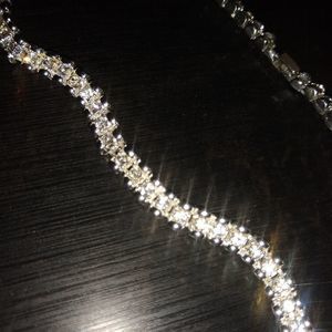 CZ silver tone 17" necklace.